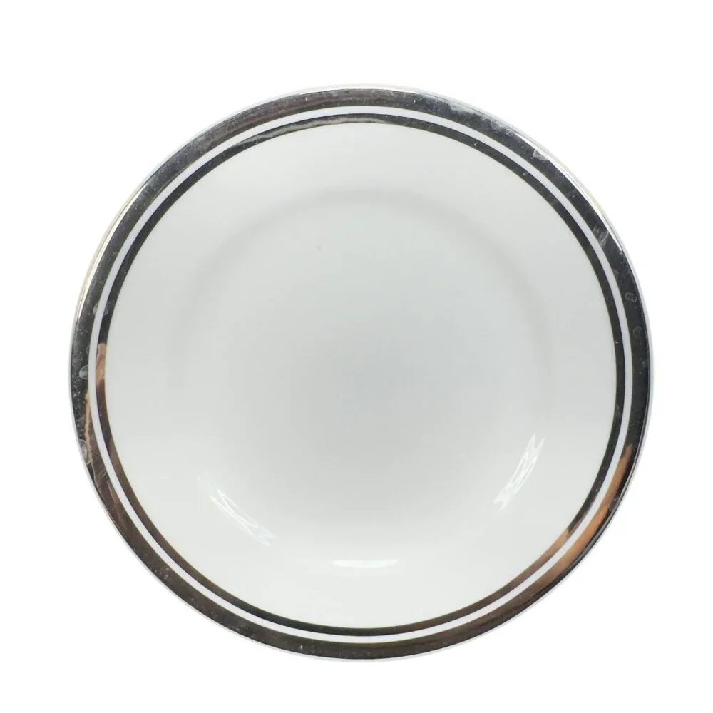 2005 Royal Doulton Pure Platinum Double Silver Band Plate Dish 7.5inch Set‎ 3